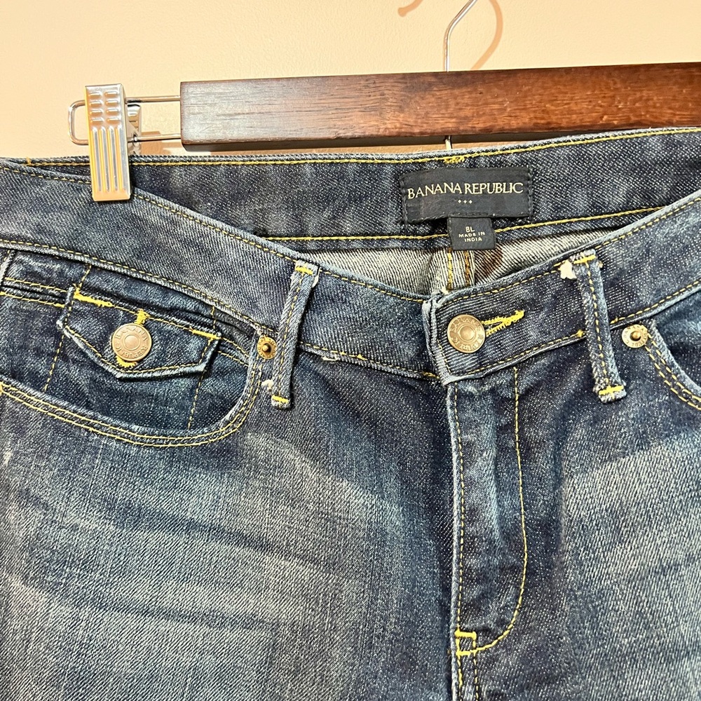 Banana Republic Dark Blue Flare Jeans Long Length - Picture 2 of 8